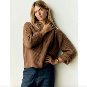 NWT Imogene + Willie Varese 100% Merino Wool Ribbed Sweater, Brown